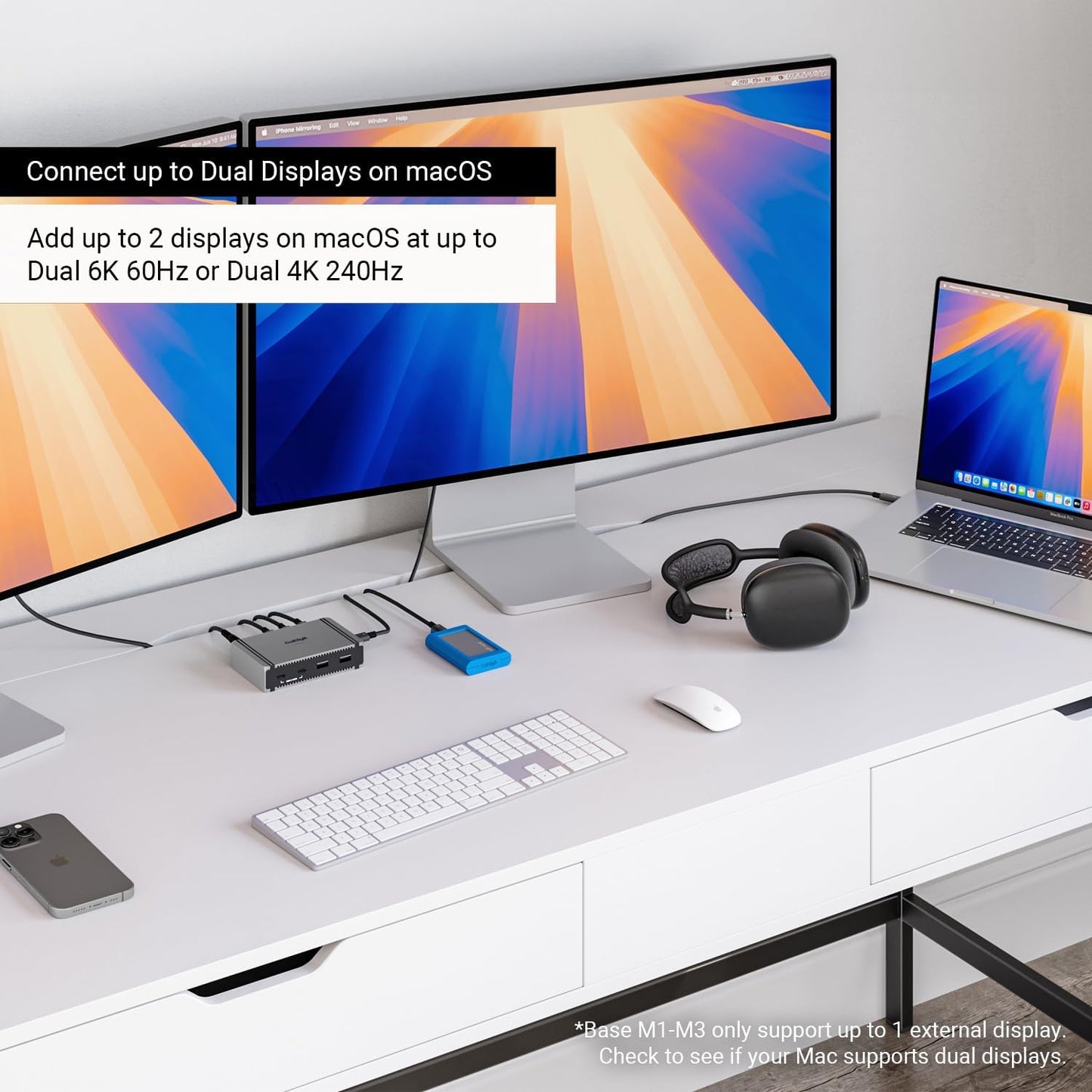 CalDigit E5 - Thunderbolt 5 Element 5 Hub - 9-Port, 4xThunderbolt 5/USB4 v2 Ports, 3xUSB-A & 2xUSB-C 10Gb/s Ports, Single 8K, Dual 6K/8K, or Dual 4K@240Hz Displays, 90W Charging, 0.8m Cable 180W PSU