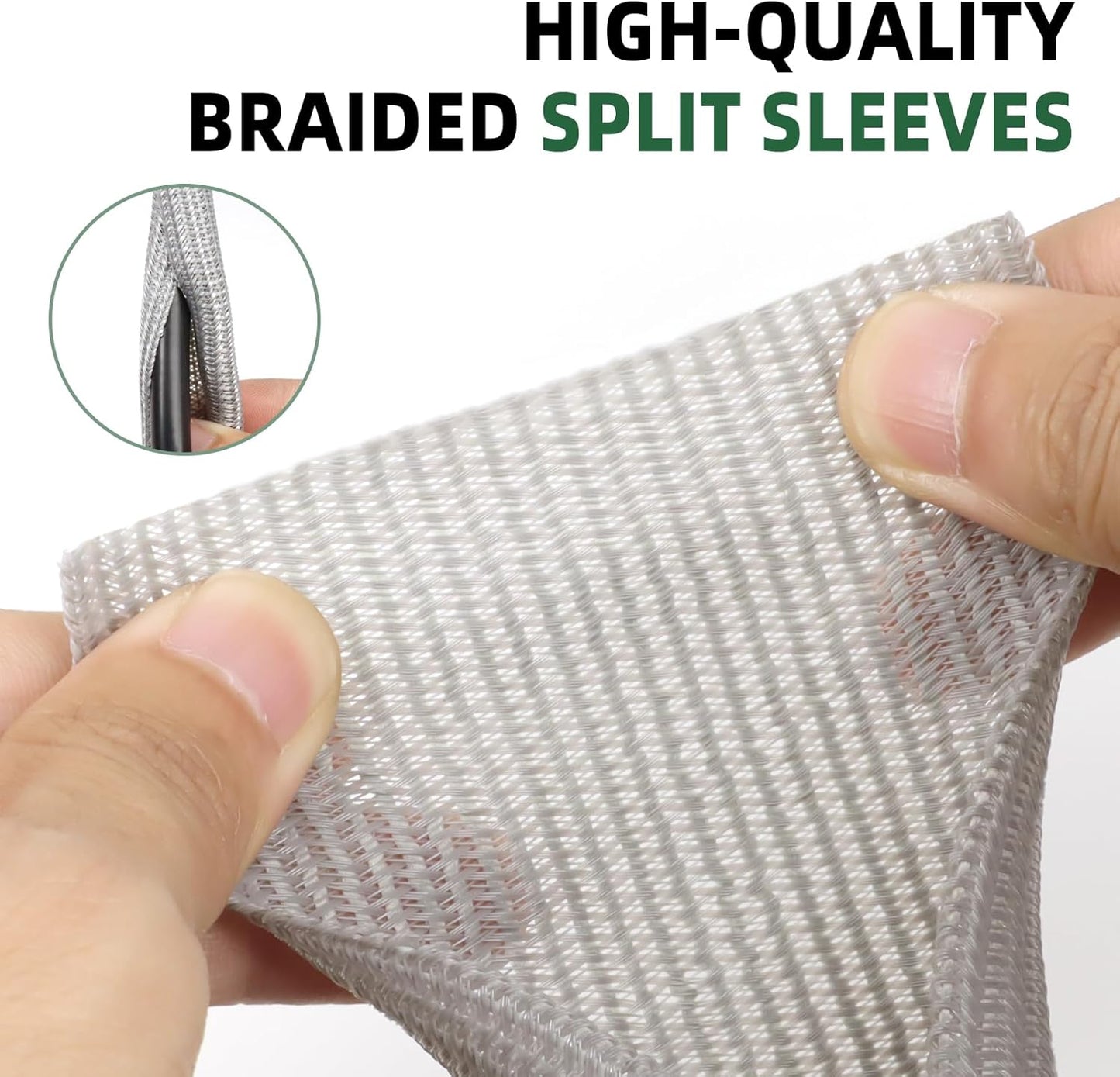 Split Wire Loom Tubing, Cable Protector Sleeve, Braided Cable Management for TV/Computer/Home Theater/Engine Bay, Cord Protectors from Pets No Chew (Grey, 1/2"-25ft)