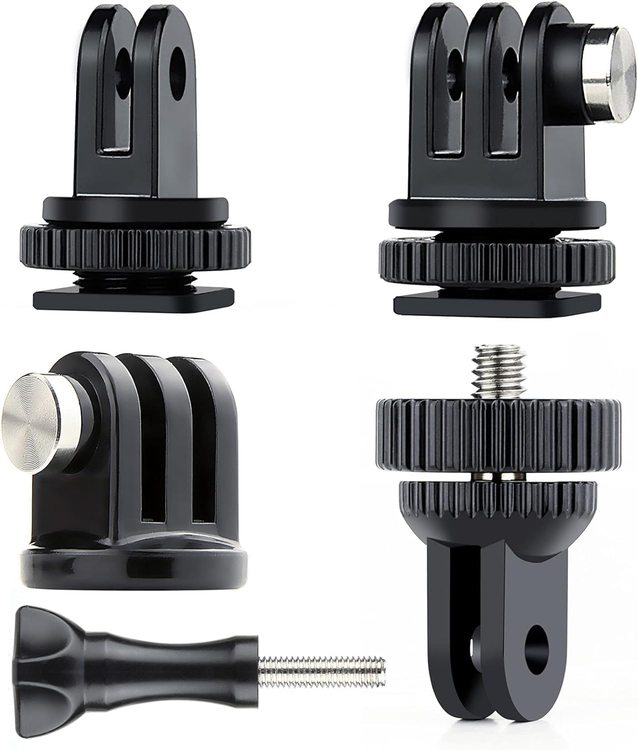 SOONSUN Tripod Mount Kit with 1/4"-20 Conversion Adapter and Cold Shoe Mount with 1/4" Thread, Compatible with GoPro Hero 13 12 11 10 9 8 7 6 5, DJI Osmo, AKASO, SJCAM, Insta360, DSLR Cameras