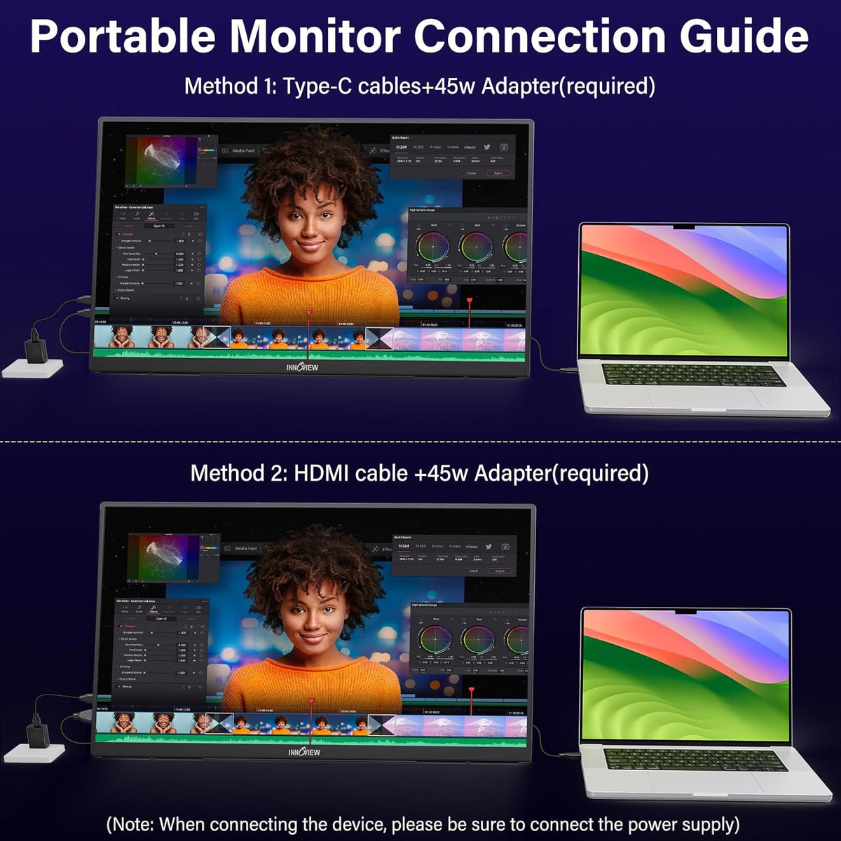2K 180Hz Portable Gaming Monitor, 23.8" 2560x1440 QHD Fast IPS ∆E<2 100% sRGB Portable Monitor w/180° Adjustable Stand Type-C HDMI Eye Care External Second Screen for Laptop Phone PS4 PS5 Switch Xbox