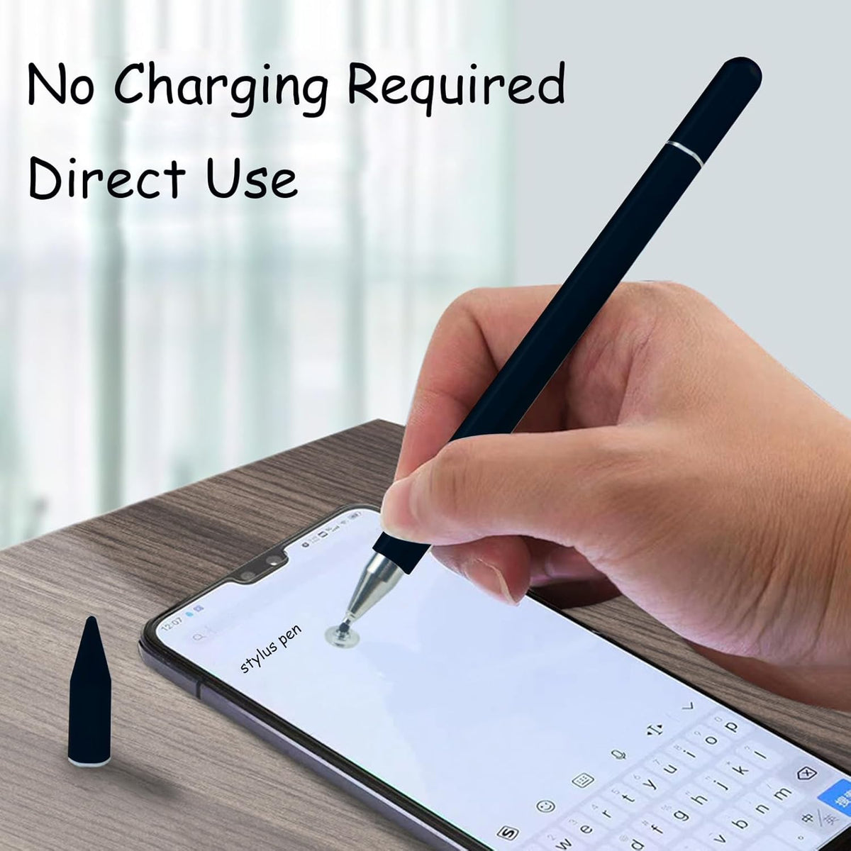 Stylus Pens for iPad, Luntak 3 in 1 Ballpoint Pen, Fiber Tip & Clear Disc Capacitive Stylus iPad Pencil for Apple iPhone/iPad Pro/Mini/Air/Android/Microsoft/Surface All Capacitive Touchscreen - Black