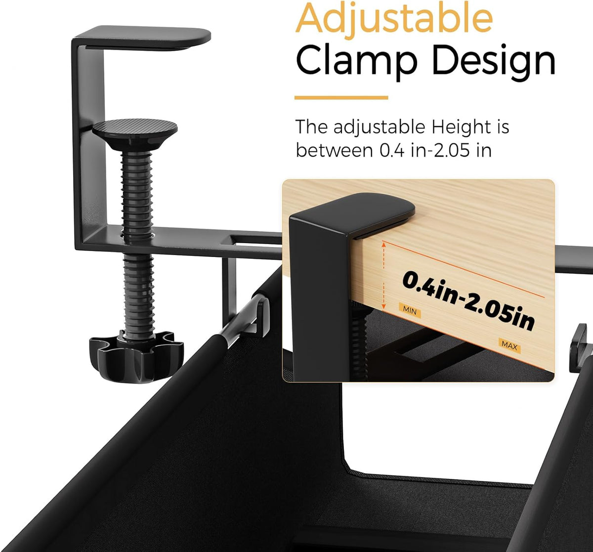 Under Desk Cable Management Tray 39.7" - No Drill Computer Wire Organizer Cable Tray, Cord Hider Clamp Mount with 16X Cable Ties PC Cables Management Cord Holder for Office/Home (Upgrade Fabric,Black)