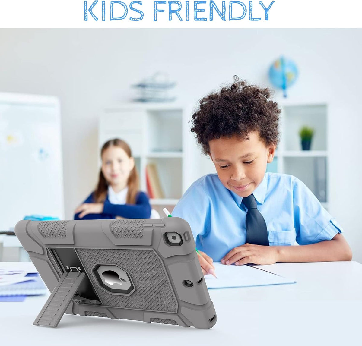 Rantice iPad Case, Hybrid Shockproof Rugged Drop Protection Cover with Kickstand for 10.2'' iPad (2021/2020/2019) (Gray+Black)