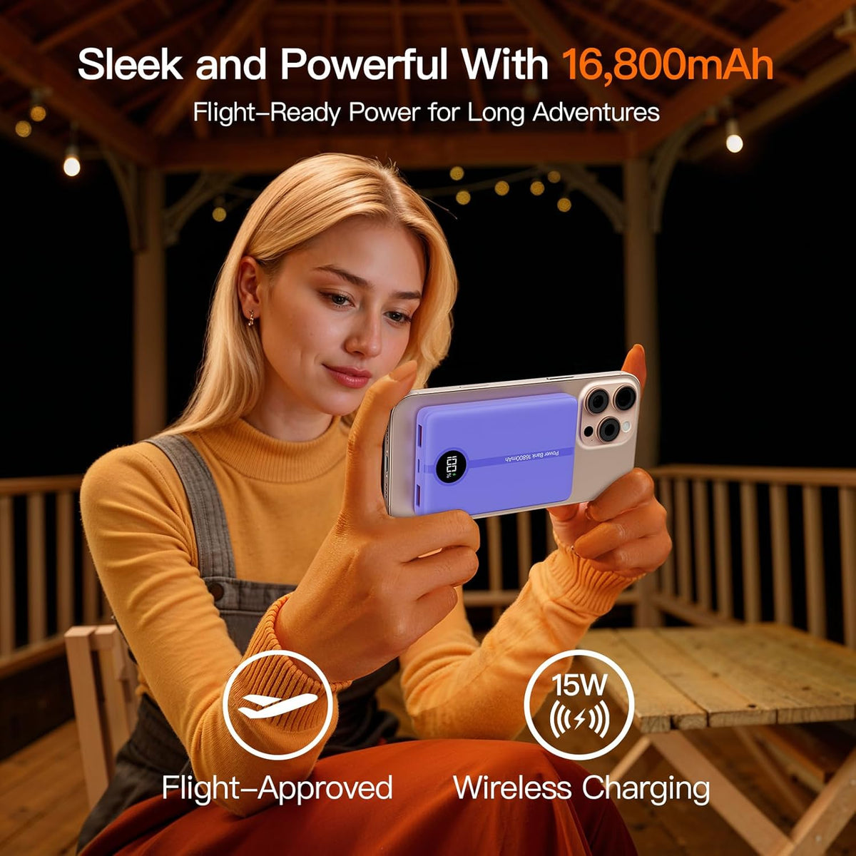Magnetic Portable Charger, 16800mAh Wireless Power Bank, with 20W USB-C Fast Charging and LED Digital Display Magnetic Battery Pack, Compatible with iPhone 16/15/14/13/12 Full Series (2025)