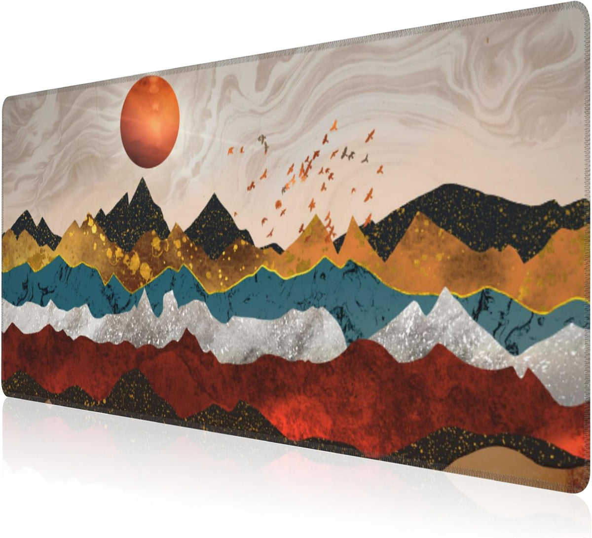Mouse Pad, Large Colorful Precious Mountains Desk Mat, Extended Non-Slip Gaming Keyboard Mousepad Desk Pad, Thick Stitched Edges Waterproof Mouse Mat 31.5"x15.7" (Beautiful Landscape)