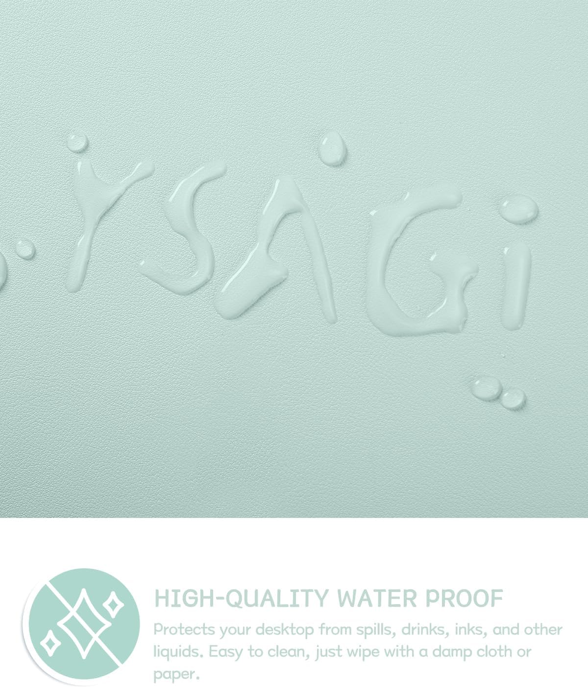 YSAGi Non-Slip Leather Desk Pad, Waterproof Laptop Computer Desk Keyboard Mat, Table Protector Blotter Mat, Large Mouse Pad for Office/Work/Home/Decor(Mint Green, 23.6" x 13.7")