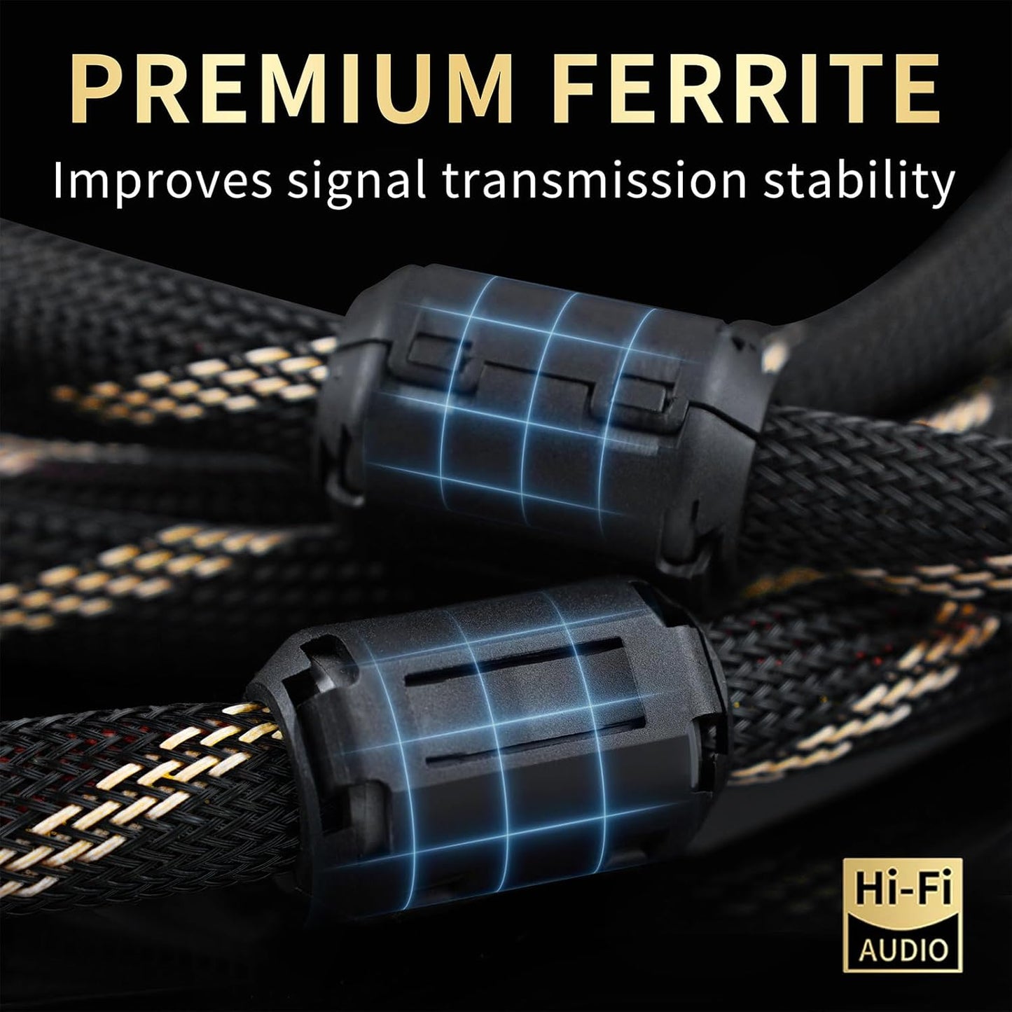 12 AWG Audiophile HiFi Speaker Audio Cable–4N OFC Core,24K Gold-Plated Banana Plugs with Nylon Braid,Compatible with Amplifier,Speakers, AV Receiver & Home Theater(8.20ft/2.5m) 2-Pack