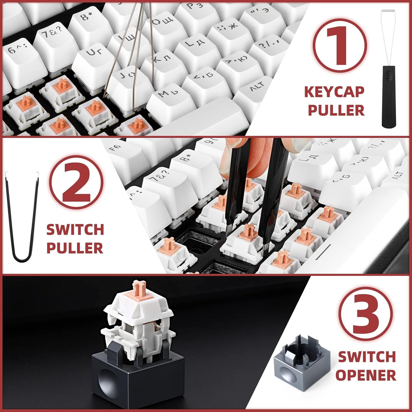 YIMAGUJRX RUNJRX 32 Switch Station, Acrylic Lube Kit for Custom Gaming Keyboard (10Pcs)