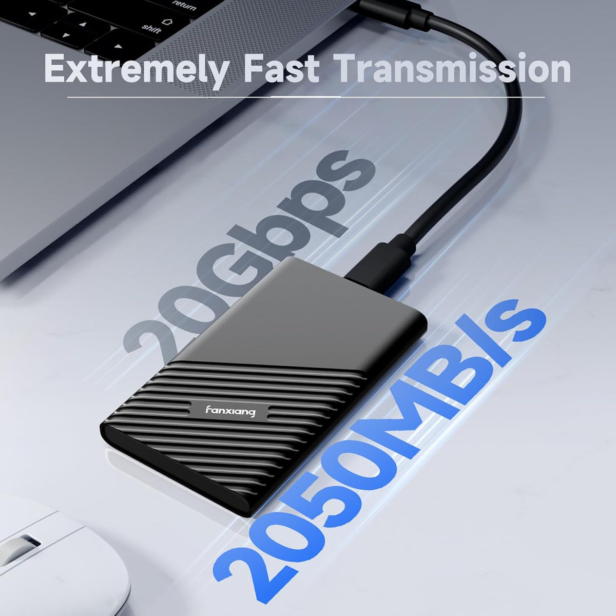 fanxiang 500GB External SSD Portable, Up to 2000MB/s, USB C External Solid State Drive External Hard Drive, USB 3.2 Gen2*2 Type-C SSD for iPhone 15/Pro/PC/Laptops/Creators/Gaming