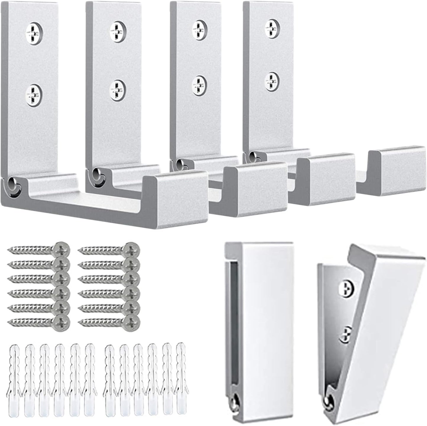OHIYO 6Pcs Foldable Hooks for Hanging Coat & Bags & Hat & Key Wall Mounted Heavy Duty Aluminum Alloy Folding Coat Hooks with 12pcs Screws for Headphones Holder or Wall Hanger Hook(Matte Silver)
