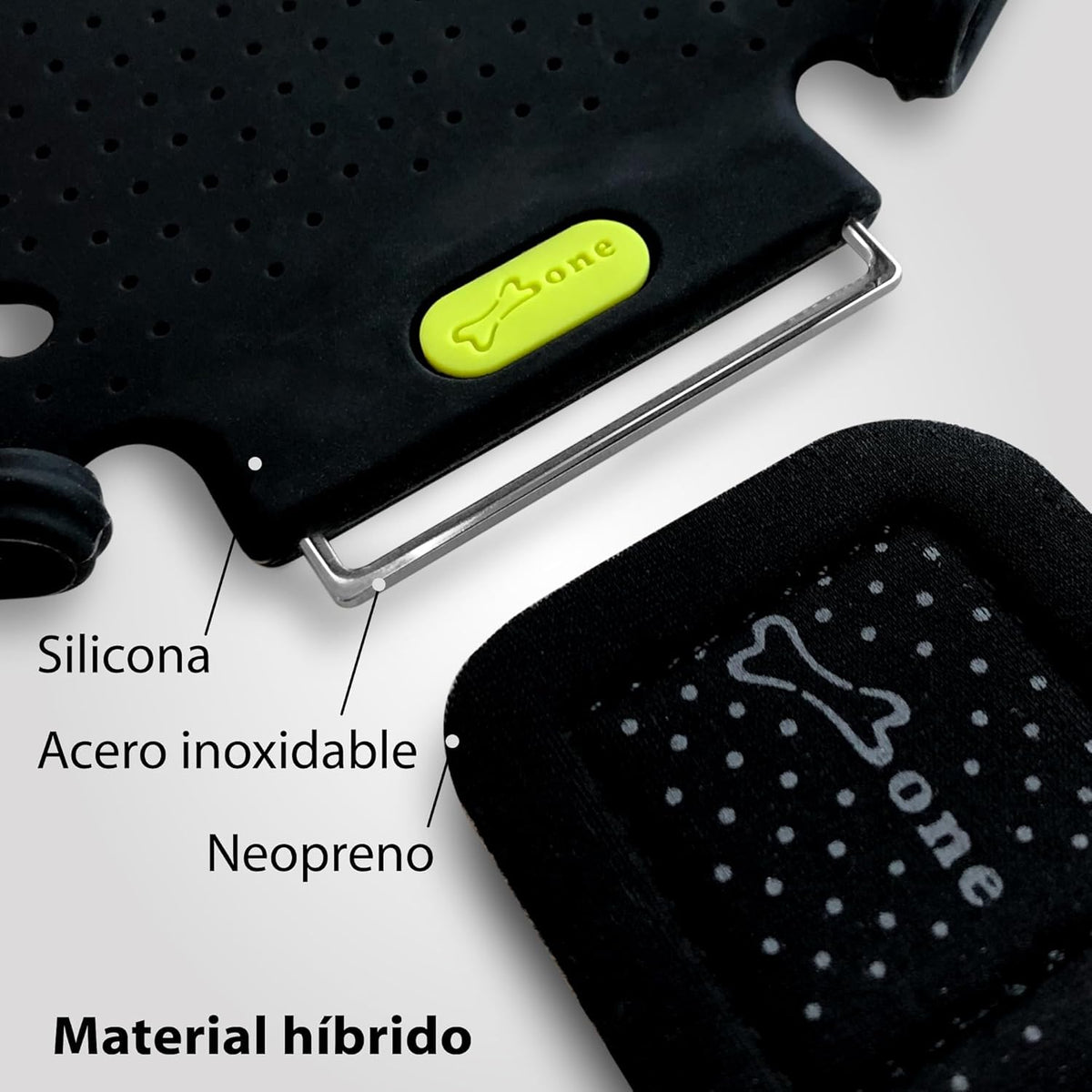 BONE Run Tie, Running Cell Phone Holder, Skin-Friendly & Washable Silicone Sport Armband, Universal Workout Phone Carrier Compatible with Most Smartphone (Luminous - Size L/Arm Size 9.8-15.7")