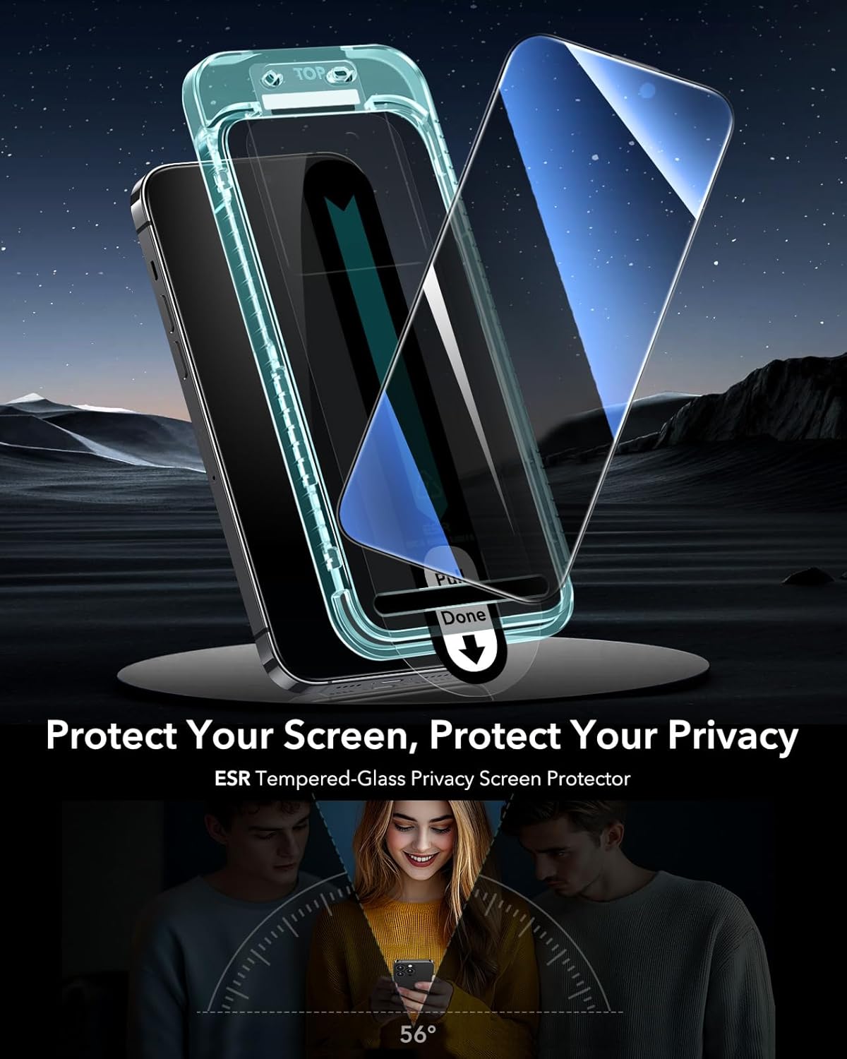 ESR 3 Pack for iPhone 14 Pro Max Privacy Screen Protector, Anti-spy Tempered-Glass Privacy Screen Protector with Flawless Fit Tray