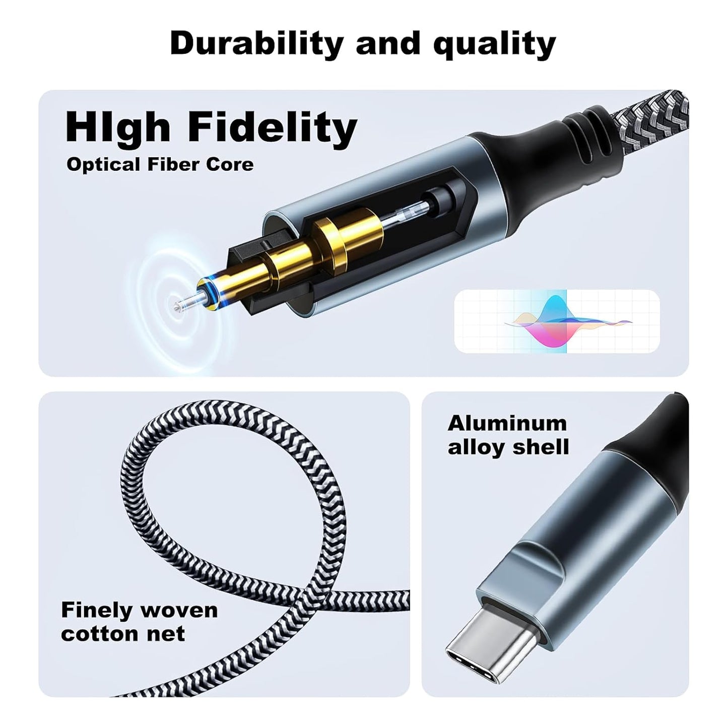 Kumiho Braided USB C to Optical Audio Cable 10Ft USB C to Toslink Optical Cable with Gold-Plated Connector for TV/Soundbar, Sony PS5,Speakers & Home Theater Systems