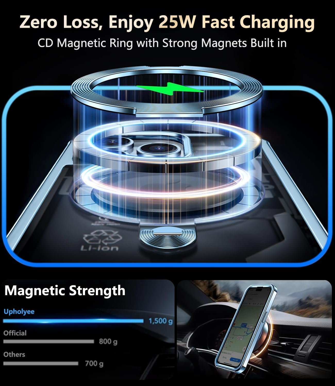 [360° Rotatable CD Stand & Built-in Privacy Screen Magnetic Case for iPhone 13 Pro[Compatible with MagSafe & Full Signal] Mil-Grade Shockproof Full Body Anti-Spy Cover for 13 Pro-Sierra Blue