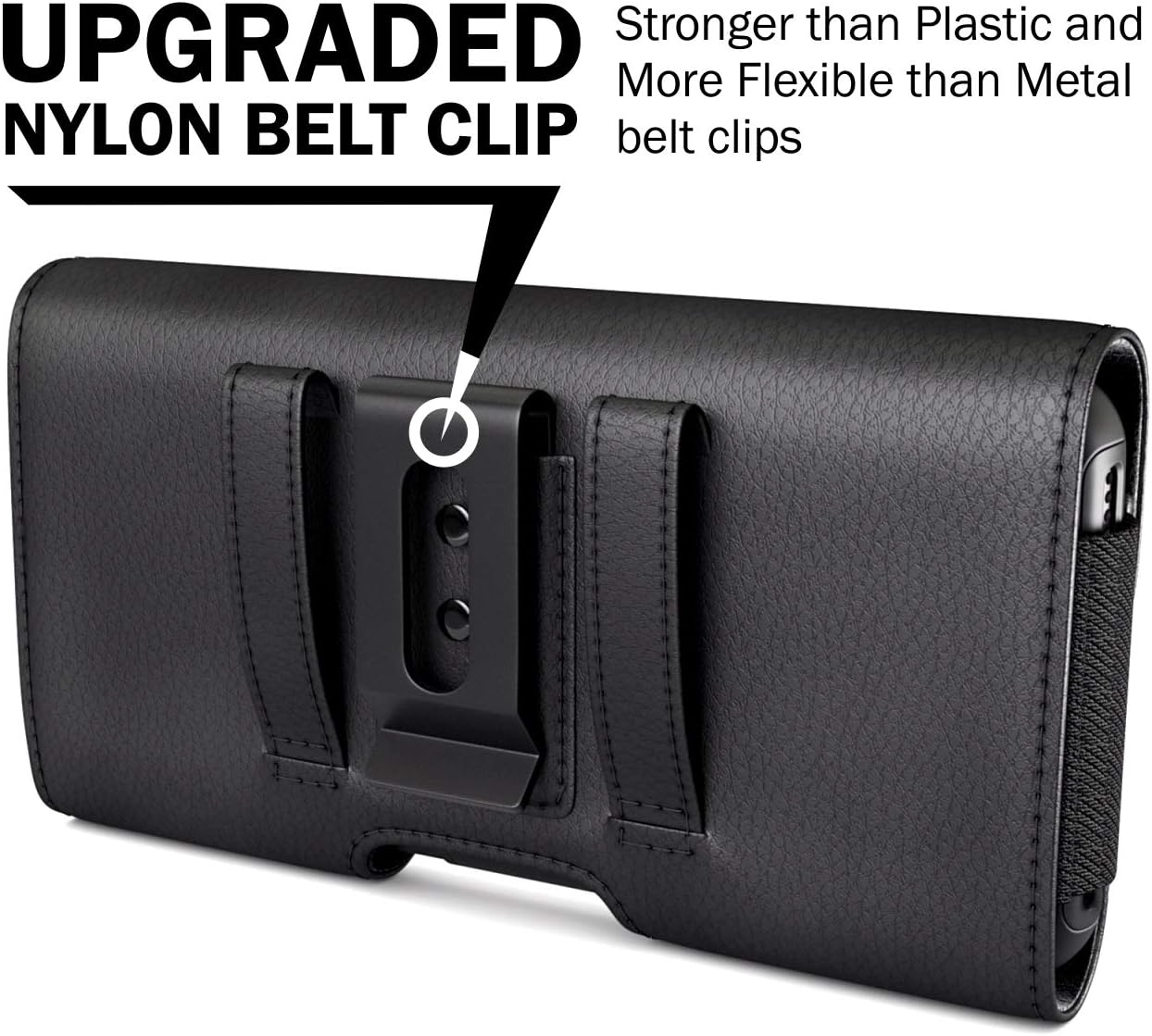 Holster for Samsung Galaxy Ultra S25 S24 S23 S22 S21 Note 20, Google Pixel 8 9 Pro XL – Extra Large Cell Phone Belt Holder Case with Clip, ID Card Pouch - Black
