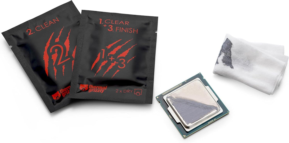 Thermal Grizzly - Duronaut - 6 Gram - Enhanced Durability & High Performance Thermal Paste - for Maximum Conductivity While Overclocking CPU/GPU/PS4/PS5/Xbox with 12 Cleaning Wipes 6 Wet & 6 Dry