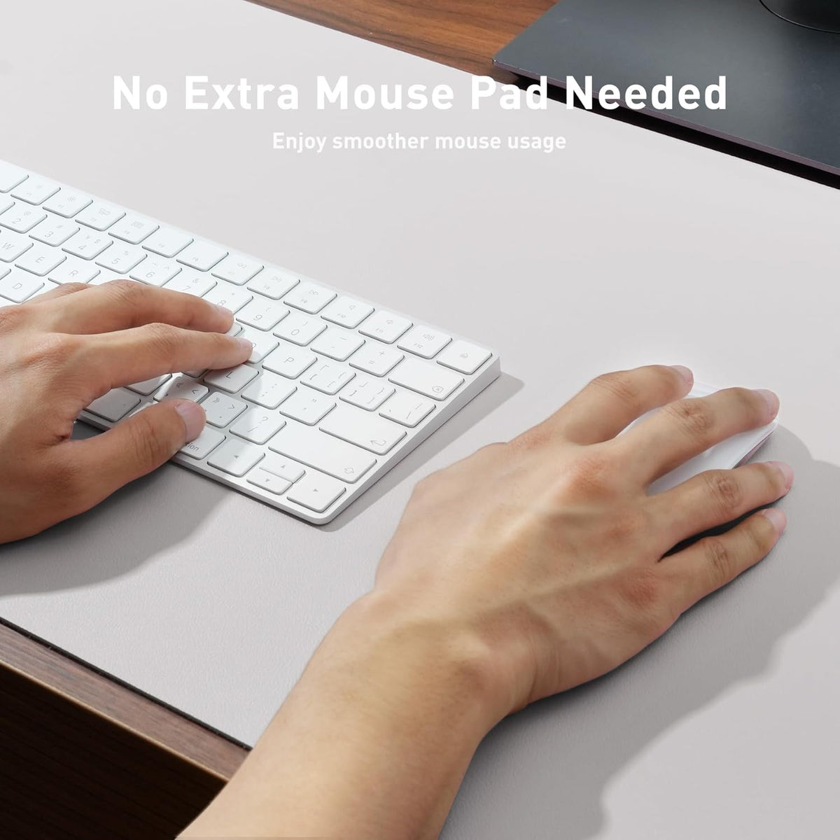 Aothia Large PU Leather Desk Pad Protector – Non-Slip Mouse Pad & Writing Mat for Office/Home, Waterproof, Easy to Clean (23.6" x 13.7", Pale Lavender White)