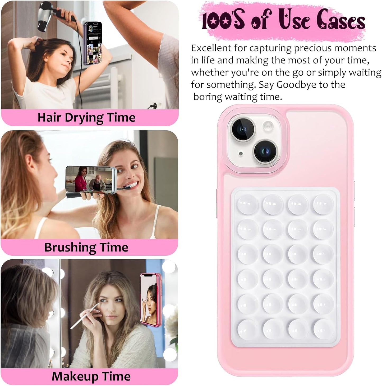 Silicone Suction Phone Case Mount, Silicon Adhesive Phone Accessory for Smartphones, Hands-Free Mirror Shower Phone Holder for Selfies, Tiktok Videos (Dark Blue)