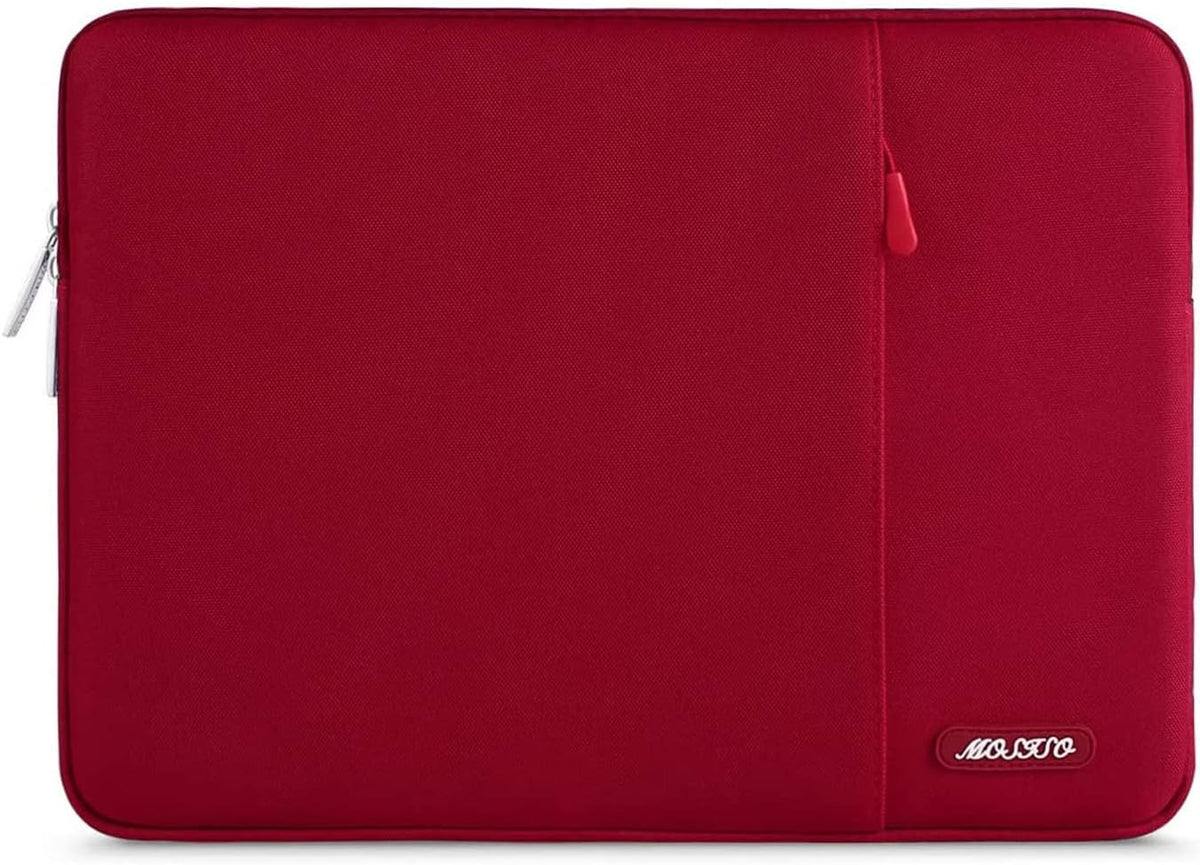 MOSISO Laptop Case 13.3 inch, 13-13.3 inch Laptop Sleeve Compatible with MacBook Air/Pro 13 / Pro 14, HP Dell ASUS Lenovo Notebook, Polyester Vertical Computer Sleeve Bag with Pocket, Red