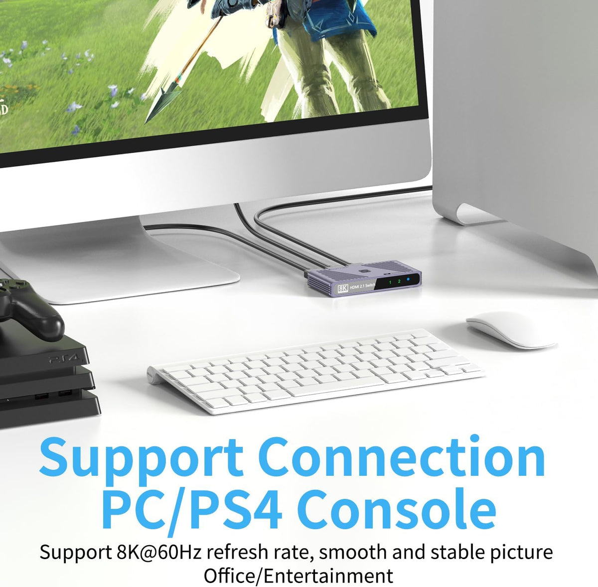 Video Selector Boxes， 8K@60Hz Splitter, bi-Directional 8K HD switcher 2 in 1 Out, Support 3D, HDR, Compatible with laptops, PC, Xbox Series, projectors, TV Monitors DSLR Cameras,