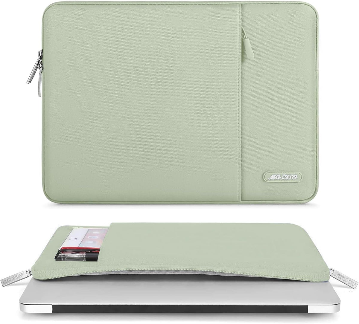 MOSISO Laptop Case 16 inch, 15-15.6 inch Laptop Sleeve Compatible with MacBook Pro 16 M4 M3 M2 M1, HP Acer Dell Lenovo ASUS Notebook, Polyester Vertical Computer Sleeve Bag with Pocket, Sage Green
