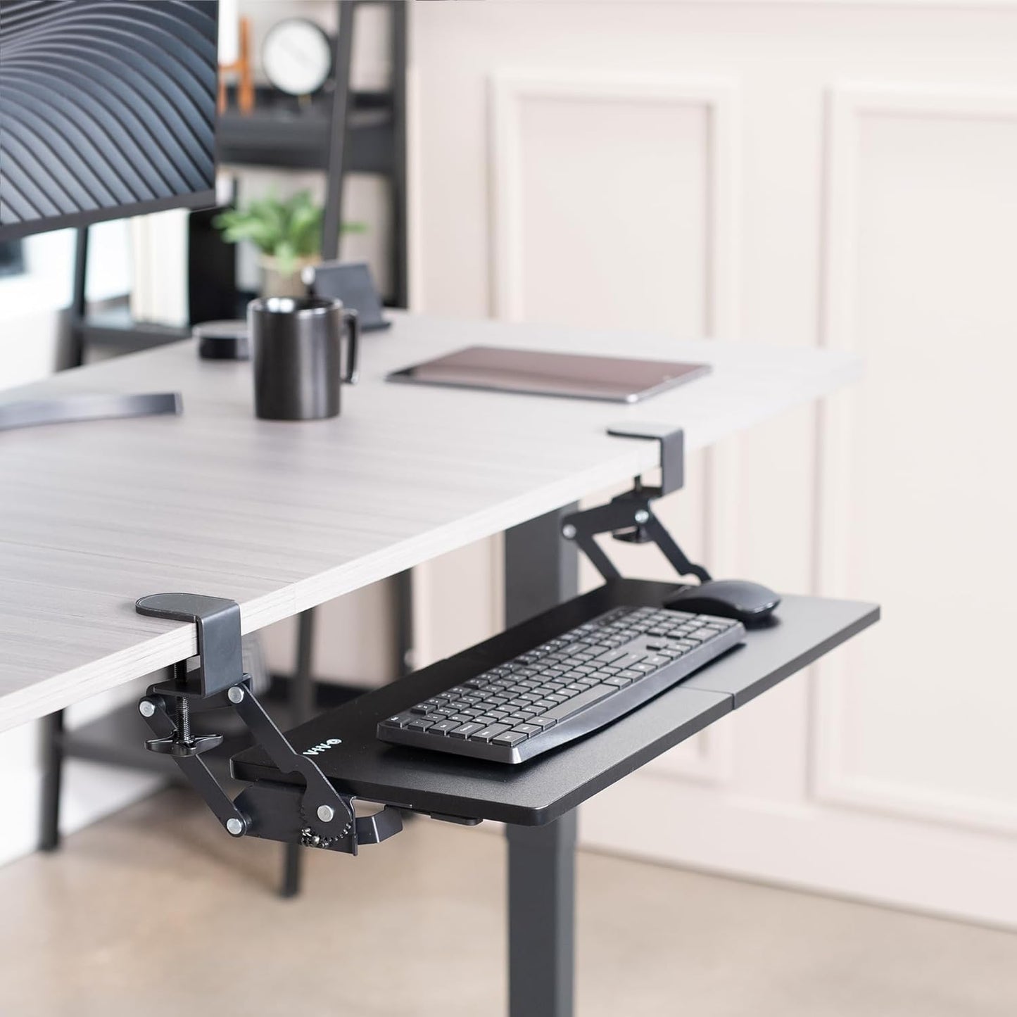 VIVO Large Clamp-on 27 (33 Including Clamps) x 11 inch Computer Keyboard and Mouse Tray with 12 Setting Swinging Height Adjustment, Platform Drawer for Typing, Black, MOUNT-KB08V