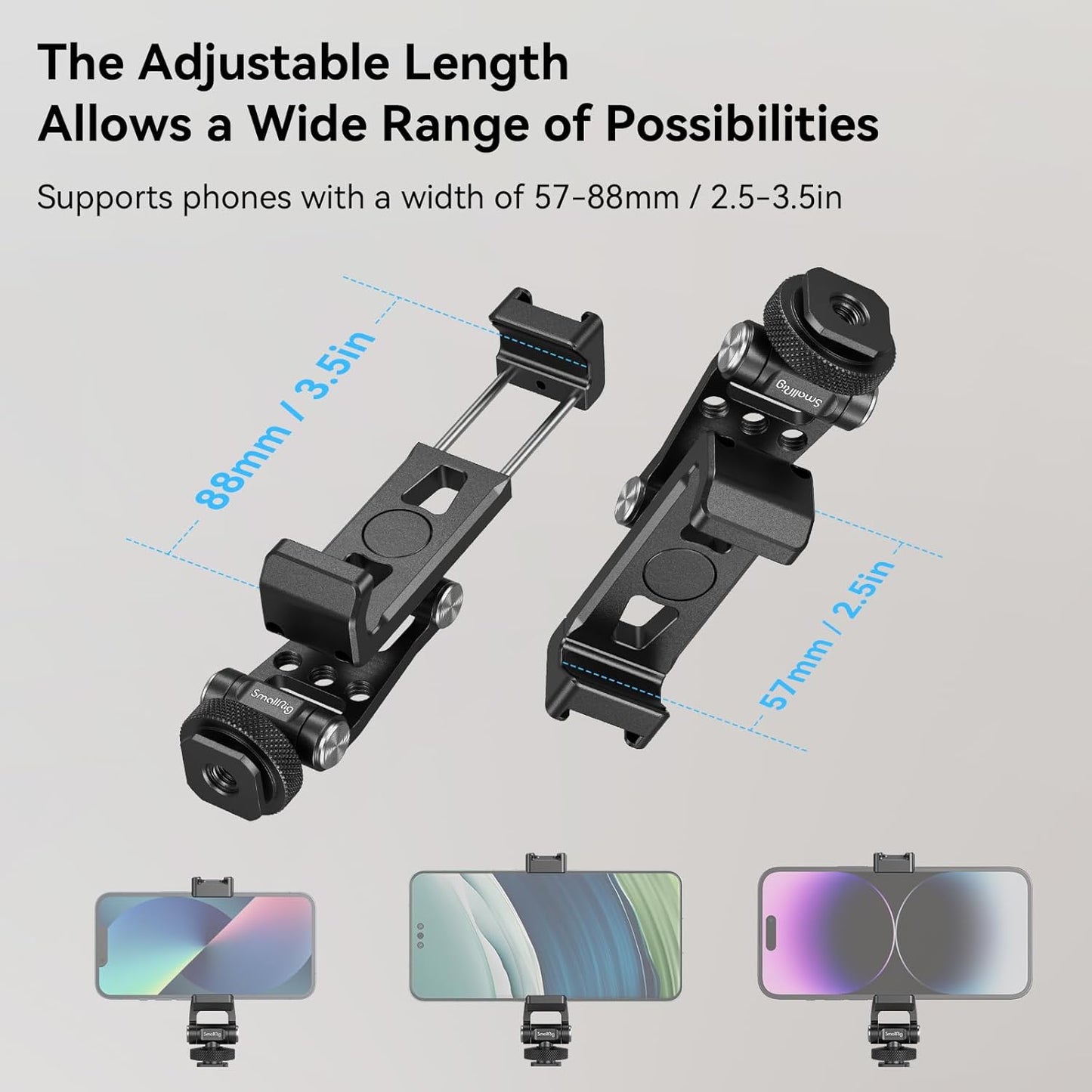 SMALLRIG Universal Phone Tripod Mount, Metal Cell Phone Mount with Cold Shoe Mount and M4 Screws for DJI RS 4 Mini/Pro, Free Adjustment Phone Mount Adapter for iPhone 17 16, for Samsung Galaxy- 4301