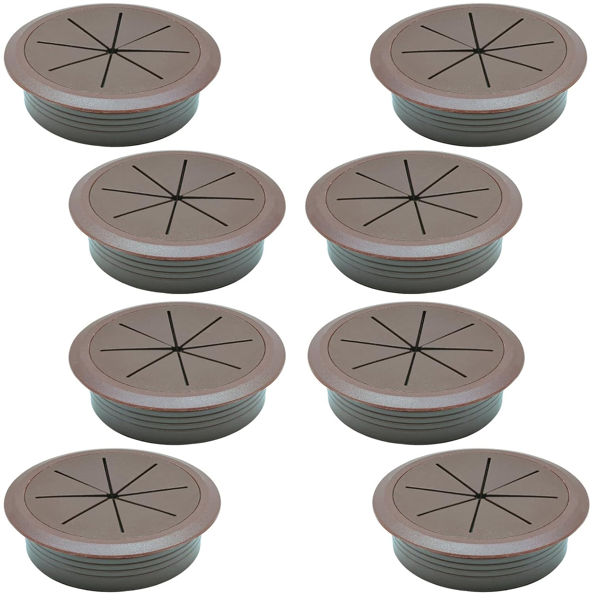 Desk Grommet 2" (50 mm), Desk Hole Cover for Cables Coffee, Cable Grommet ABS Plastic, Desk Hole Grommet for Office and Home Table Cable, Detachable & Flexible Cable Cord Organizer-8 Pcs