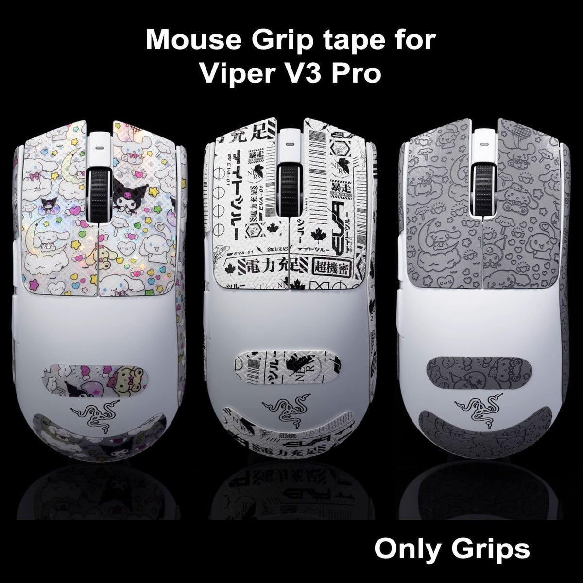 Grip Tape for Razer Viper V3 Pro - Anti-Slip,Enhanced Control, Sweat Resistance,Improves FPS Gaming Grip & Mouse Protection [Pre-Cut] Black White