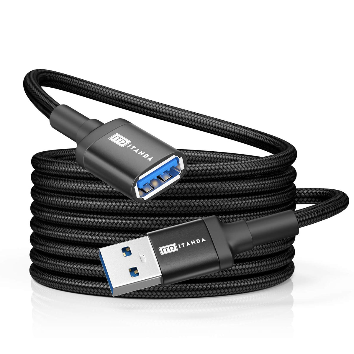 ITD ITANDA 6FT USB Extension Cable USB 3.0 Extension Cord Type A Male to Female 5Gbps Data Transfer for Keyboard, Mouse, Playstation, Xbox, Flash Drive, Printer, Camera and More, Black