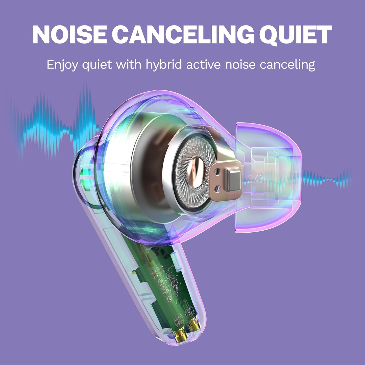 JLab Go Pods ANC True Wireless Bluetooth Earbuds & Charging Case, Hybrid Active Noise canceling + Be Aware for Safe Listening, 26+ Hours Total Playtime, Clear Calls, Custom Sound via App, Lilac