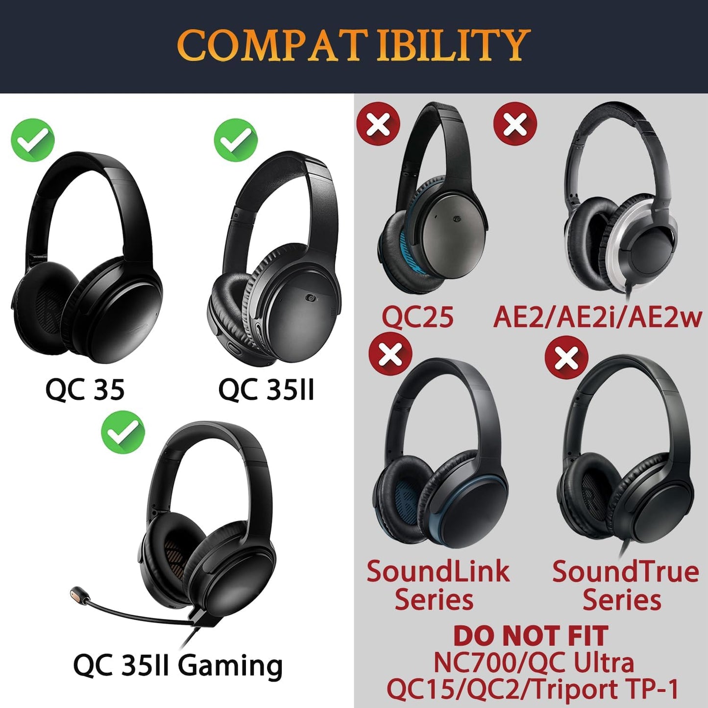 SOULWIT Ear Pads Cushions + Headband + Silicone Earpads Cover Protector, Replacement Kit for Bose QuietComfort 35 QC35, QC35 ii Over-Ear Headphones - Burgundy