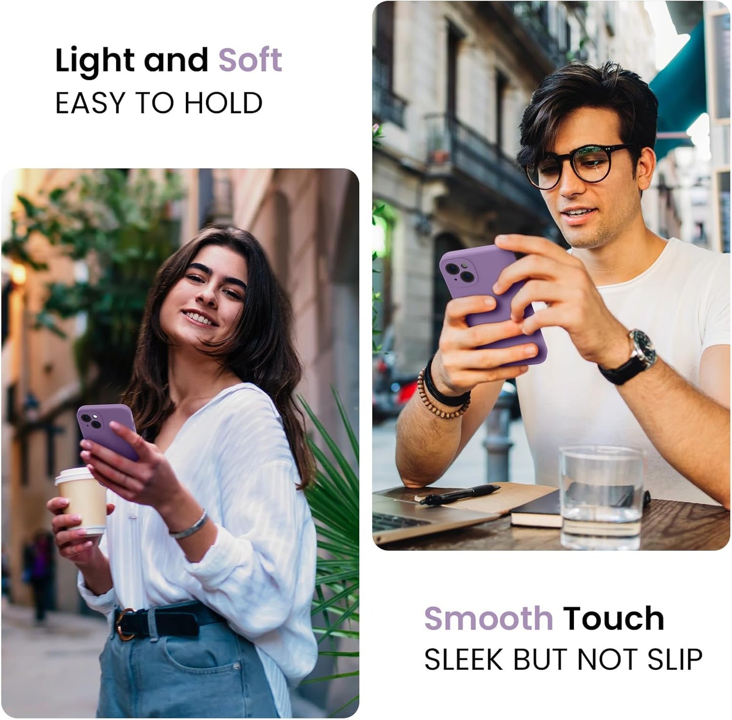 FireNova Designed for iPhone 14 Case, Silicone Upgraded [Camera Protection] Phone Case with [2 Screen Protectors], Soft Anti-Scratch Microfiber Lining Inside, 6.1 inch, Light Purple