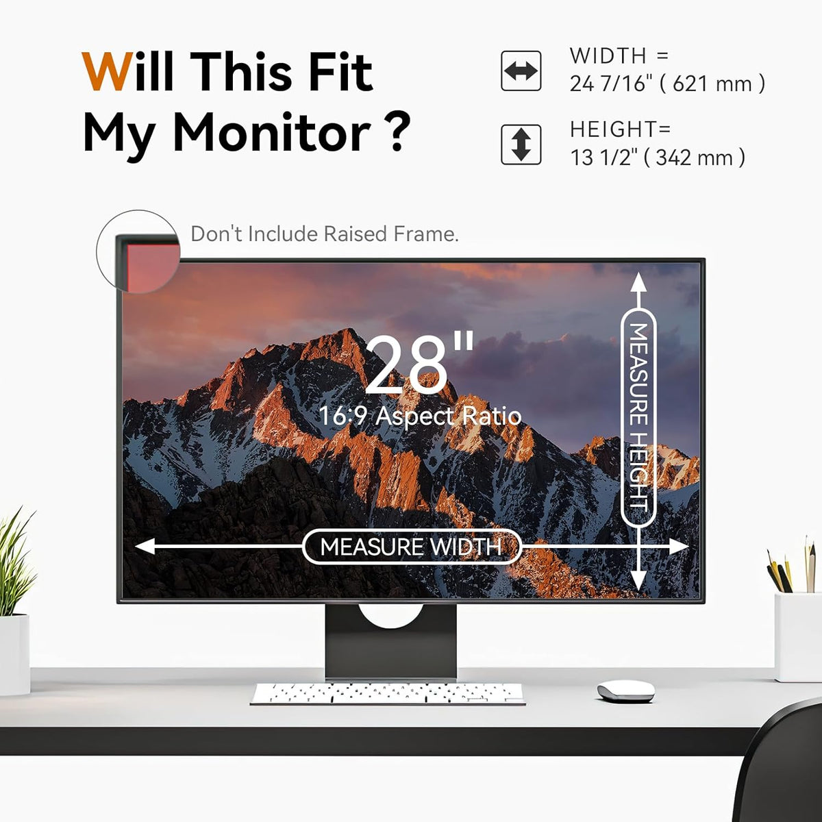 [2 Pack] 28 Inch Computer Privacy Screen for 16:9 Aspect Ratio Widescreen Monitor, Eye Protection Anti Glare Blue Light Computer Monitor Privacy Filter, Removable Anti-Scratch 28in Protector Film