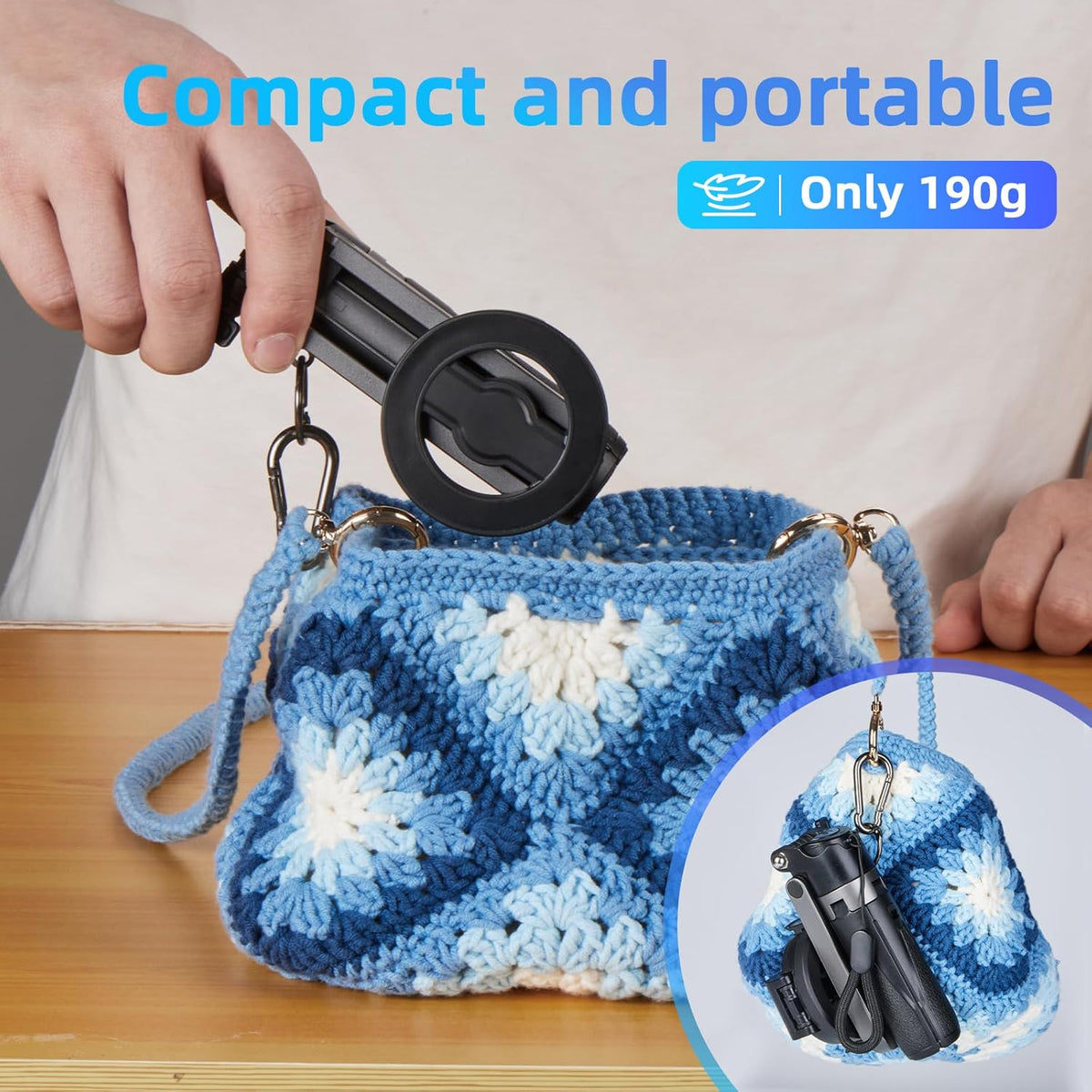 MQOUNY for Magsafe Tripod Stand for iPhone,Portable Pocket Size Selfie Stick with Rechargeable Remote and Metal Ring,Extendable Detachable Cell Phone Tripod Compatible with iPhone/Android