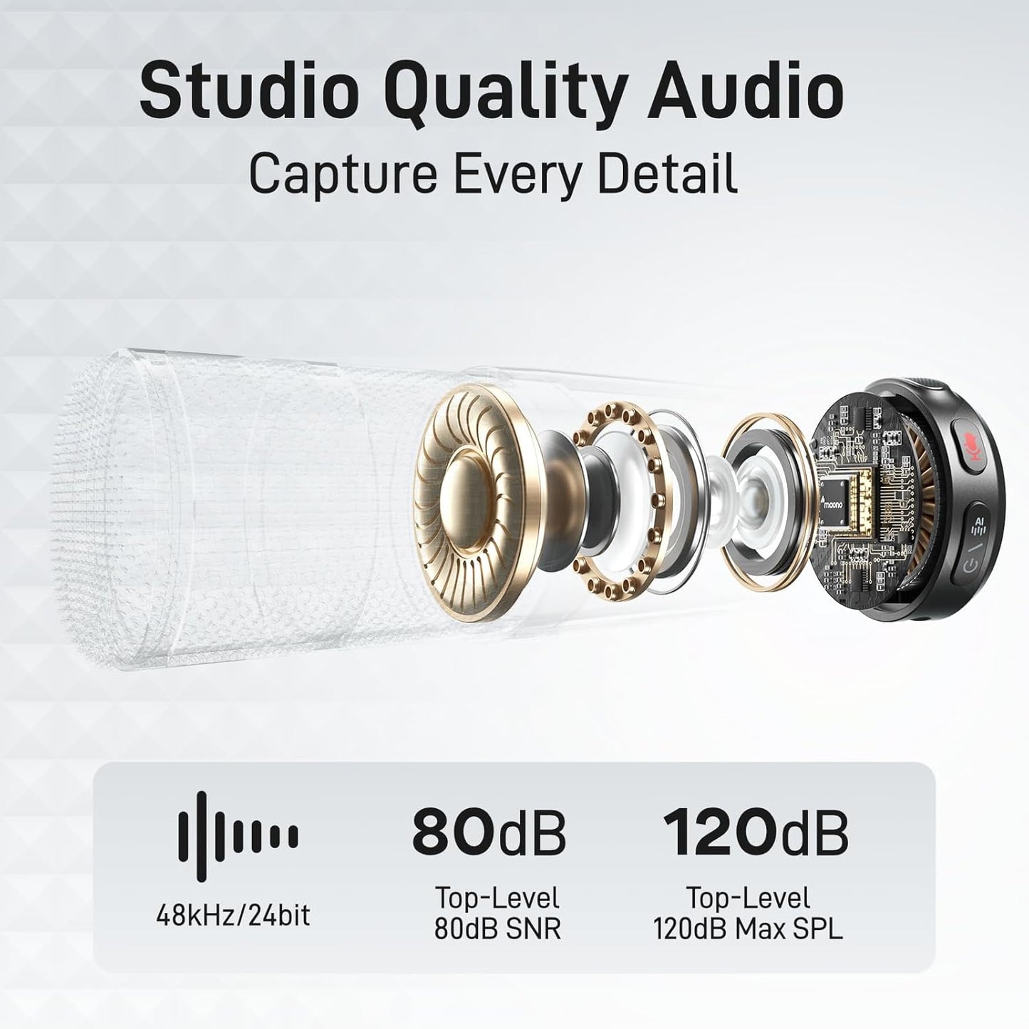 MAONO Wireless Lavalier Microphone for iPhone 14 and Below, MFi Certified Lightning Plug, 48KHz 24Bit, 1000ft Range, Voice Filter, Noise Cancellation, 30H Use for Video Recording, Streaming - Wave T5