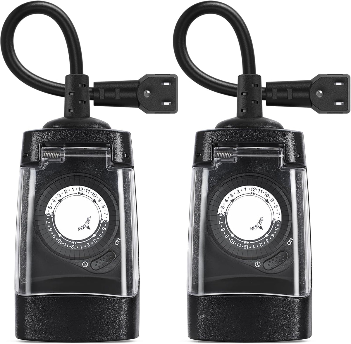 G-ELEK Outdoor Timer Outlet Waterproof, 24 Hour Outdoor Light Timer, Timers for Electrical Outlets, Ideal for Pool Pump, Christmas Lights, Heavy Duty, 1 Grounded, CSA Listed, 2 Pack