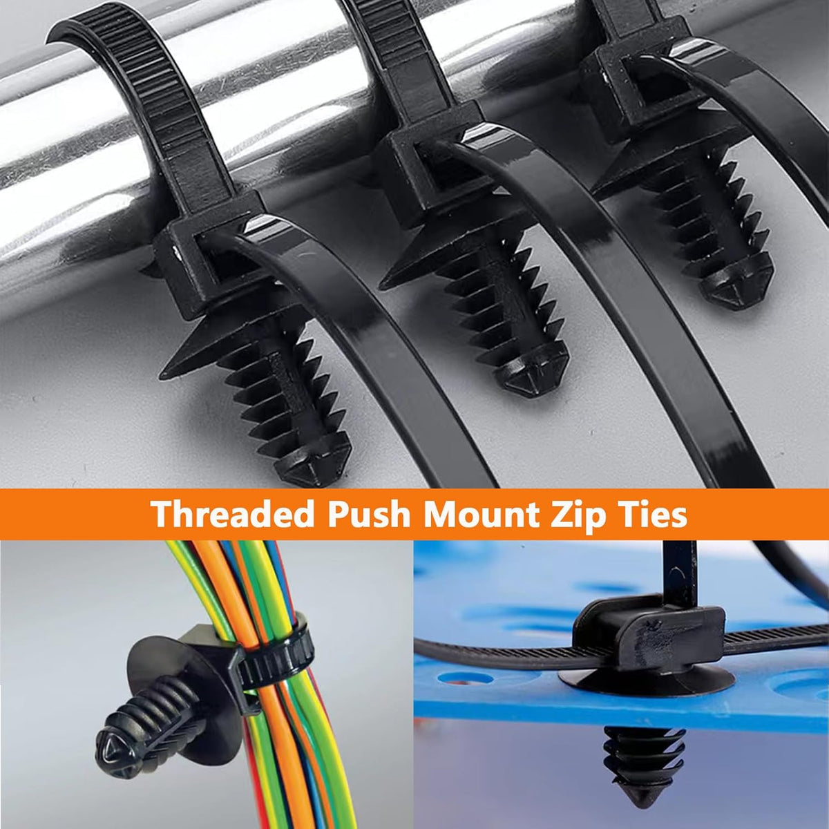 180Pcs Wire Loom Clips for Car Push Mount Zip Ties Assorted Sizes Automotive Fuel Line Cable Ties 6 Inch Wire Holder for Car Zip Ties Anchors Screw Mount Zip Tie Automotive Wiring Clip