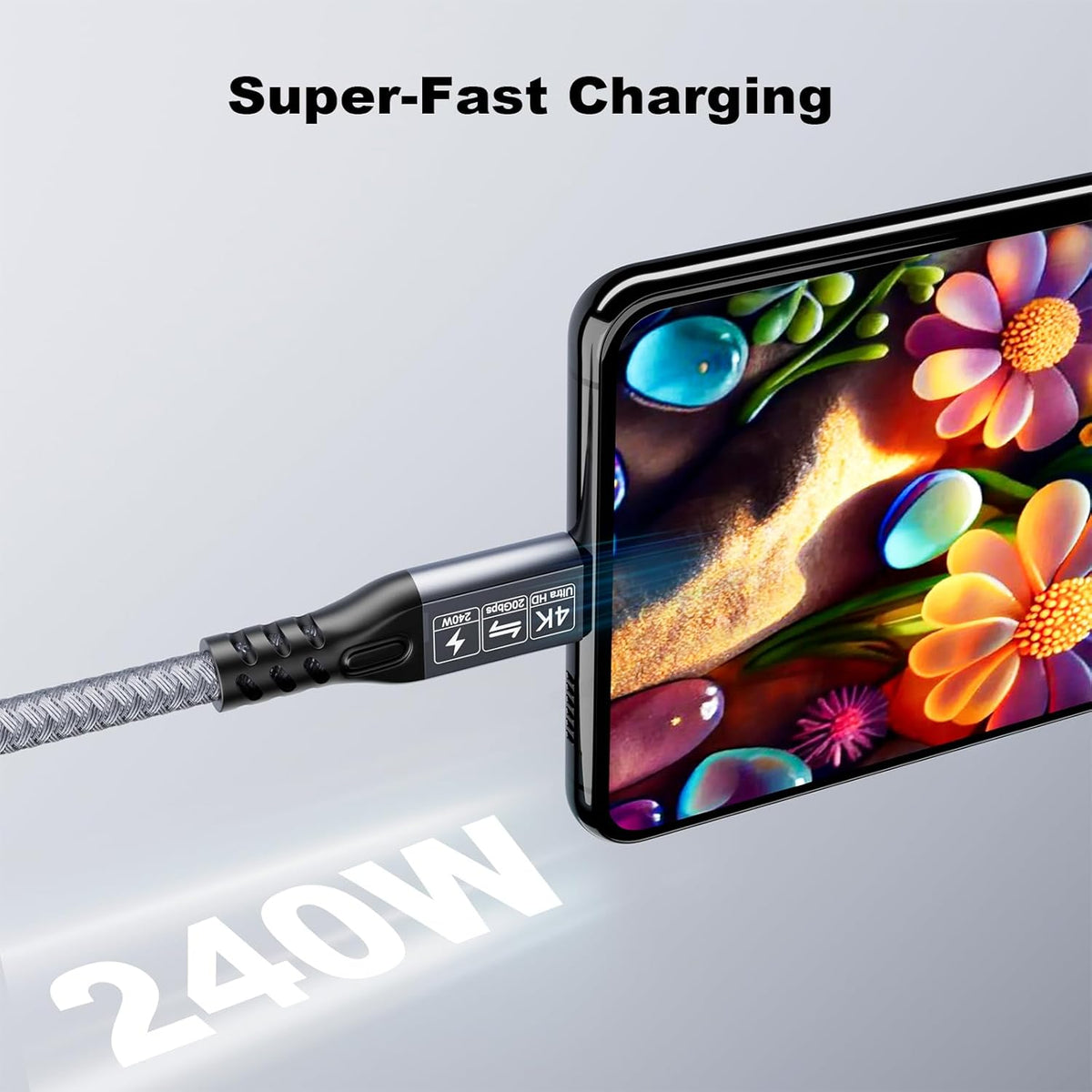 20Gbps USB C 3.2 Extension Cable, USBC 3.2 Gen2 Type-c Male to Female Extender Cable Ultra HD 4K@60Hz 240W Charging 20Gbps Data Transfer Compatible with External SSD eGPU