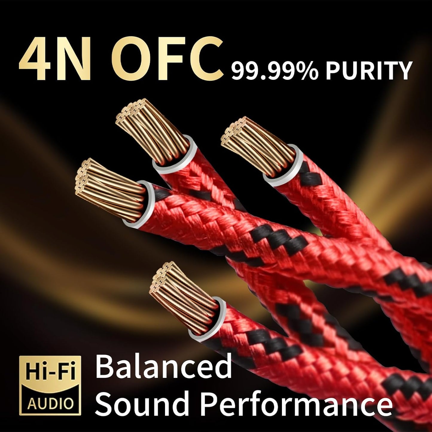 10 AWG Audiophile HiFi Speaker Audio Cable–4N OFC Core,24K Gold-Plated Banana Plugs with Nylon Braid,Compatible with Amplifier,Speakers,AV Receiver & Home Theater(6.56ft/2m) 2-Pack