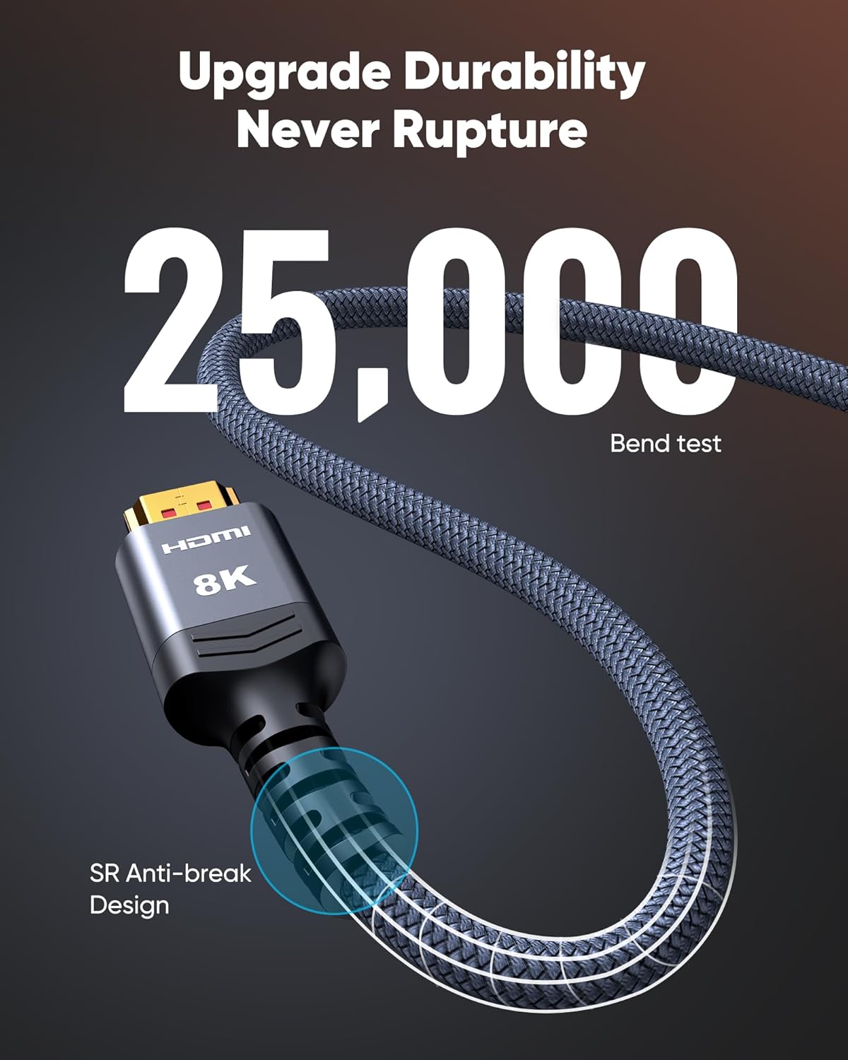Highwings 8K@60 2.1 Long HDMI Cable 35FT, Ultra 48Gbps High Speed HDMI Braided Nylon 4K120 144Hz eARC HDR Compatible for PS5 and Monitor