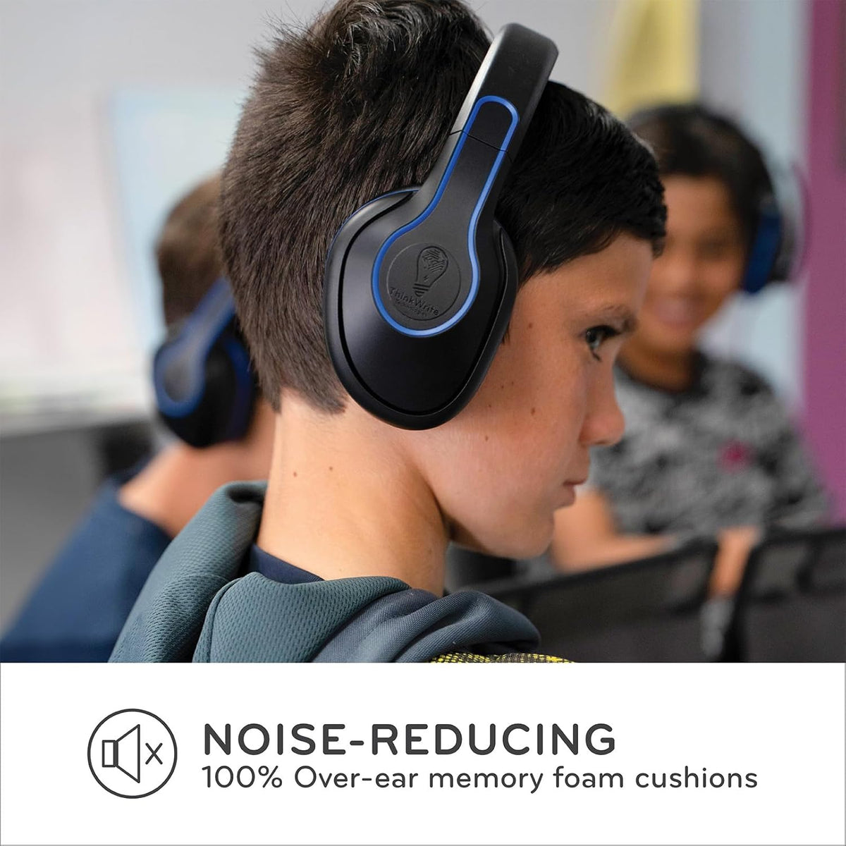 ThinkWrite Technologies REVO TW300, Premium Wired Over-Ear Headphones, Noise Reducing Headphones with 3.5mm Jack, Black