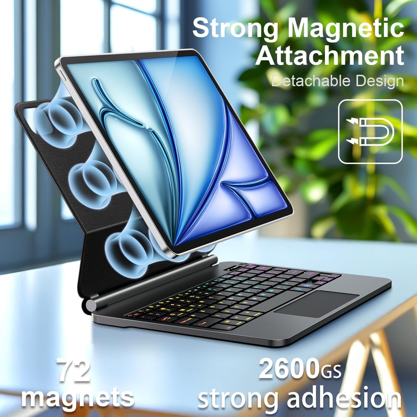 Keyboard Case for iPad Air 13 inch (M3 2025/M2, 2024),iPad Pro 12.9 inch (3/4/5/6th Gen)，Magic-Style Magnetic – Floating Cantilever Stand – Backlit Keyboard Case with Multi-Touch Trackpad