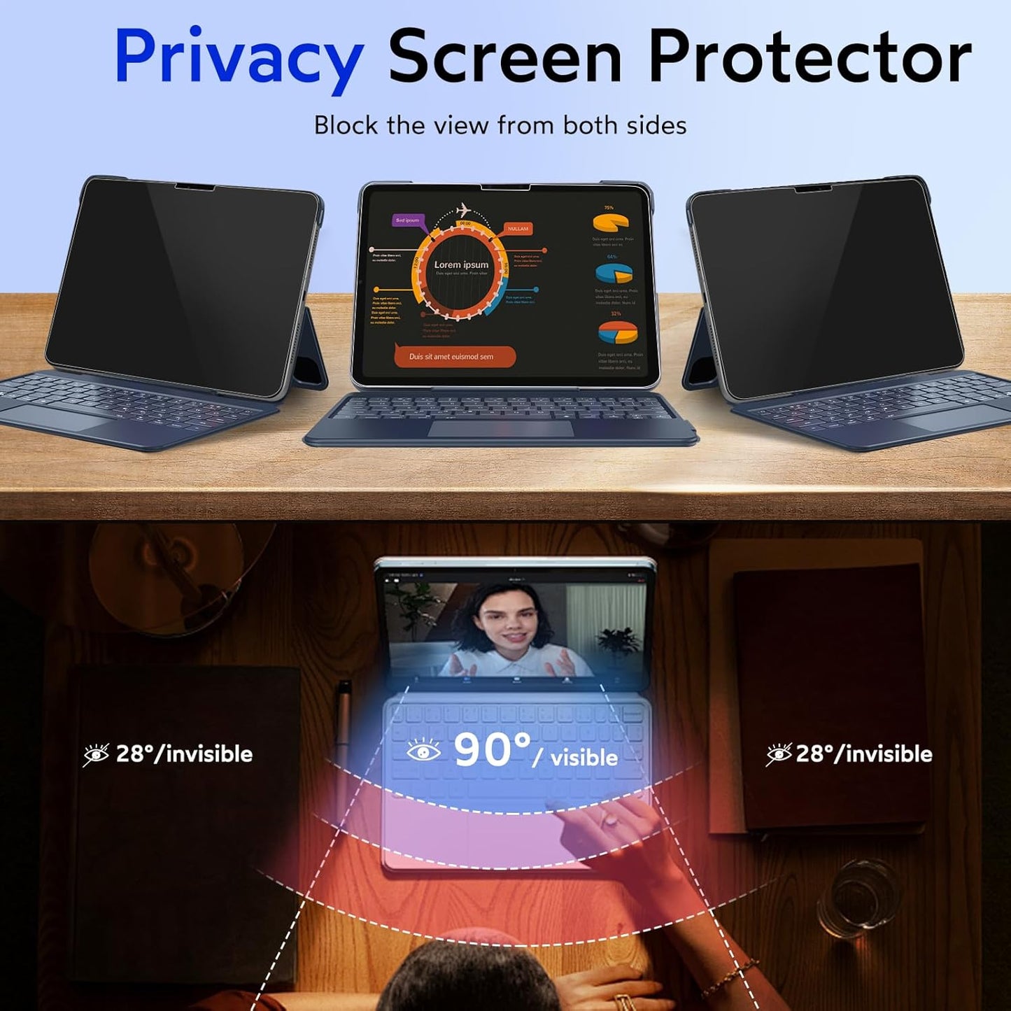 MOBDIK 1 Pack Privacy Screen Protector Compatible with iPad Air 13 inch M3 2025/ M2 2024, Anti Spy, 9H Tempered Glass, EZ Kit
