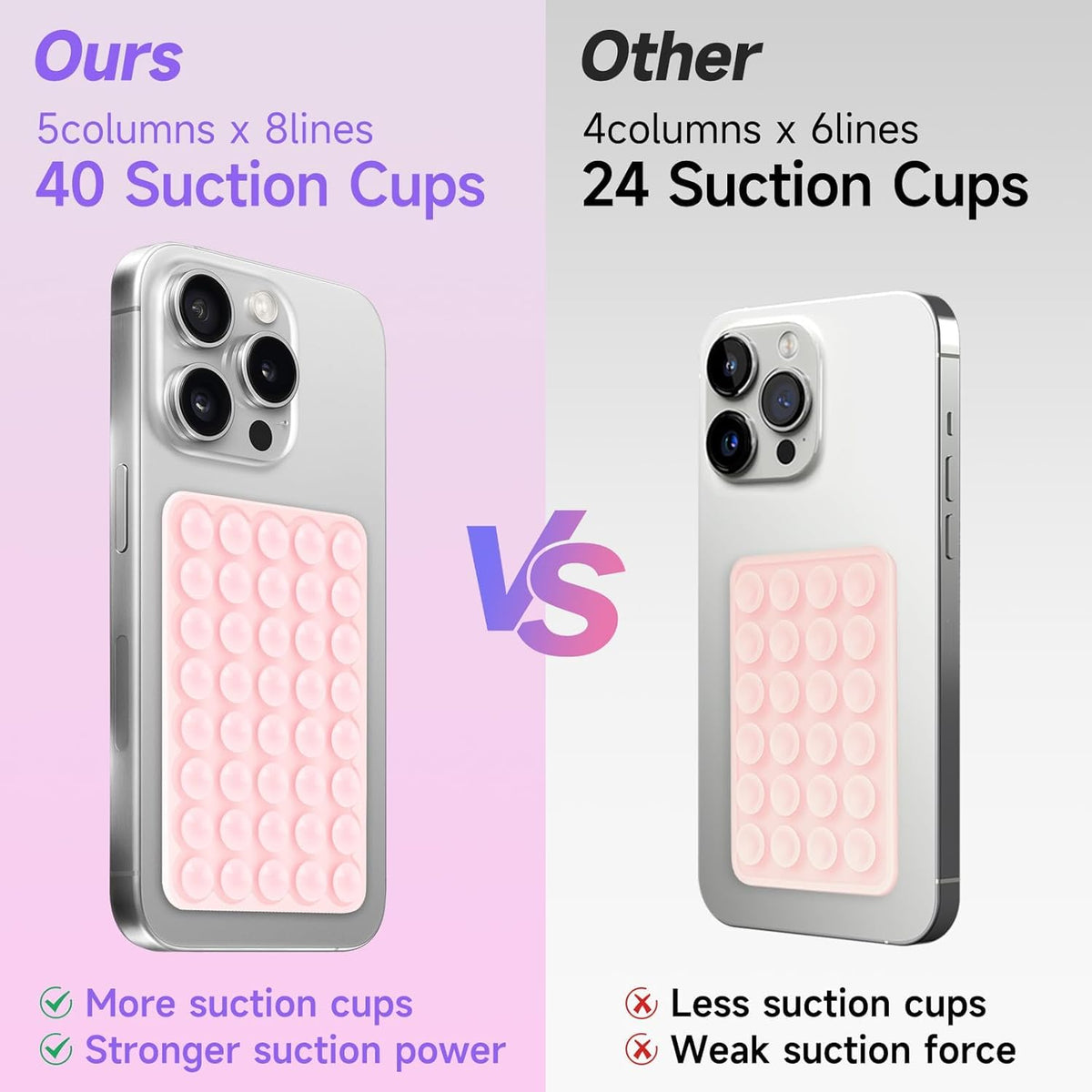 Silicone Suction Phone Case Mount, Non Slip Suction Cup Phone Mount, Phone Accessories Holder for Selfies and Videos, Silicon Adhesive Phone Stand Sticky for Cell Phone Dark Pink