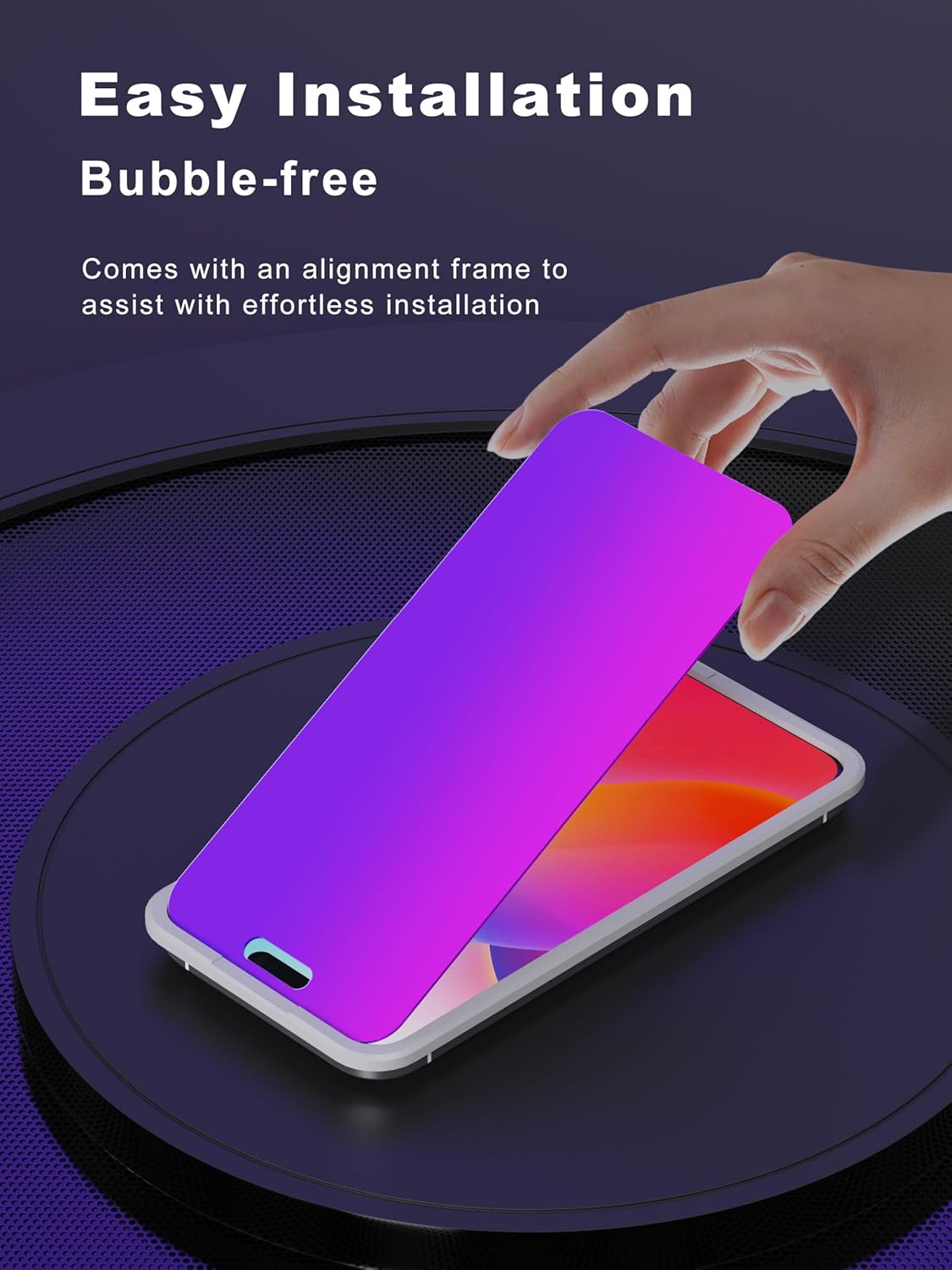 Compatible for iPhone 16 Plus Privacy Screen Protector 6.7 Inch, Purple Gradient Anti Spy Anti Blue Light HD Screen Protector Tempered Glass Easy Installation