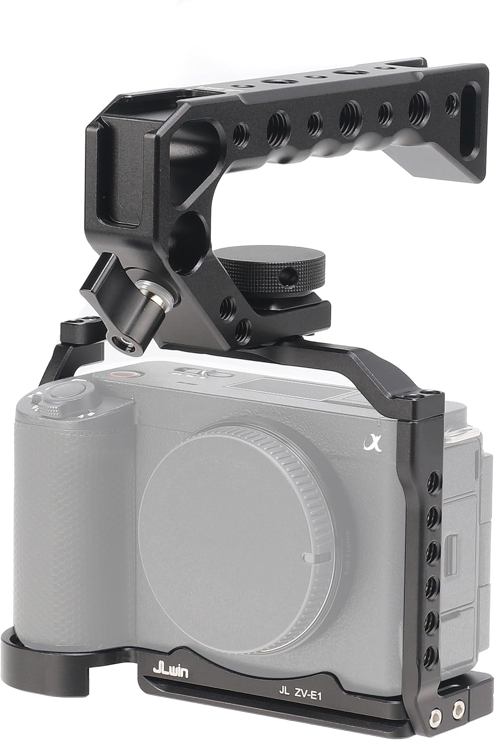 ZV-E1 Cage, Hersmay Video Stabilizer Camera Cage for Sony ZV-E1 Camera Accessories with Top Handle DSLR Rig with Cold Shoe,Handle Locating Holes,Multiple 1/4" 3/8" Screw Holes