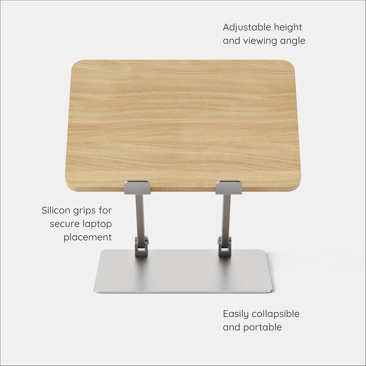 Branch Adjustable Laptop Stand - Elevate Ergonomics & Reduce Strain, Laptop Riser Customizable Height & Angle, Portable & Robust Design for Home or Office, Secure Silicon Grips - Woodgrain