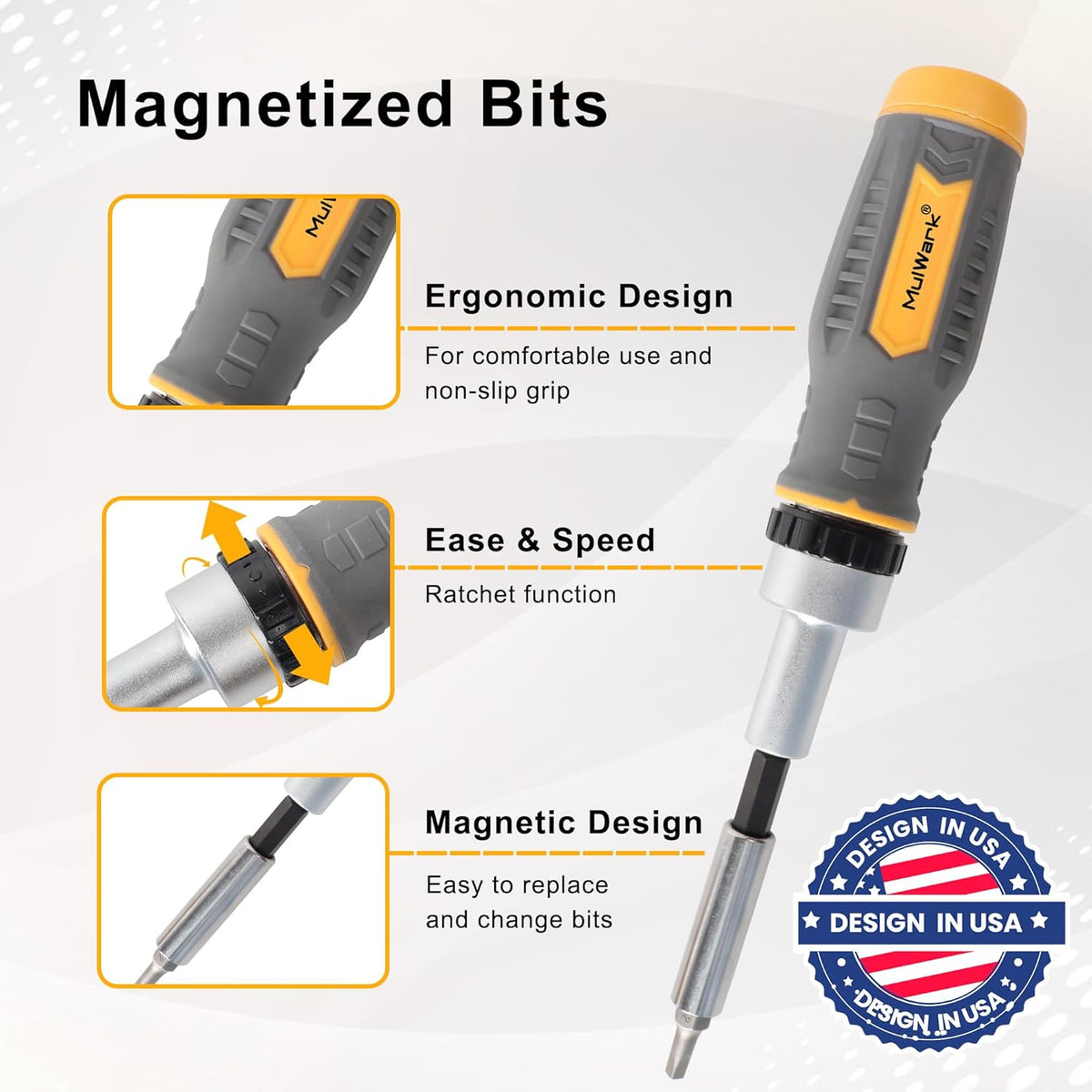 MULWARK Screwdriver Bit Set & Socket Kit, 77-Pieces Ratcheting Screwdriver Set with Case, 77 in 1 Multi Bit Screw Driver for Home DIY, Electronics, Car Emergency and Garage
