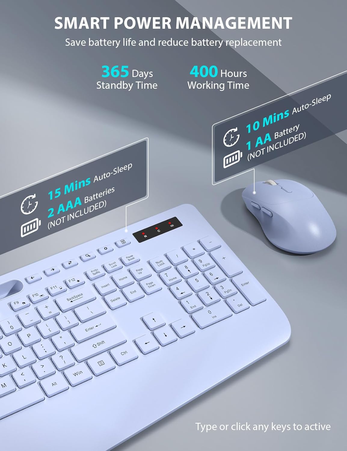 Wireless Keyboard and Mouse Combo - Full-Sized Ergonomic Keyboard with Wrist Rest, Phone Holder, Sleep Mode, Silent 2.4GHz Cordless Keyboard Mouse Combo for Laptop, Computer, PC, Mac, Windows -Trueque
